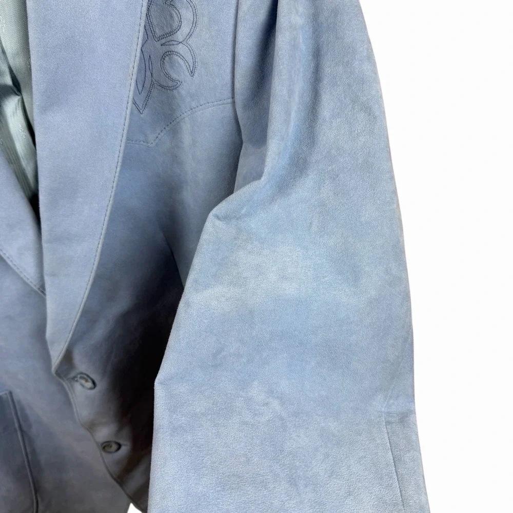 Vintage Scully Light Blue Suede Men's Blazer‎ w Embroidery Sz 42 (L) - approx